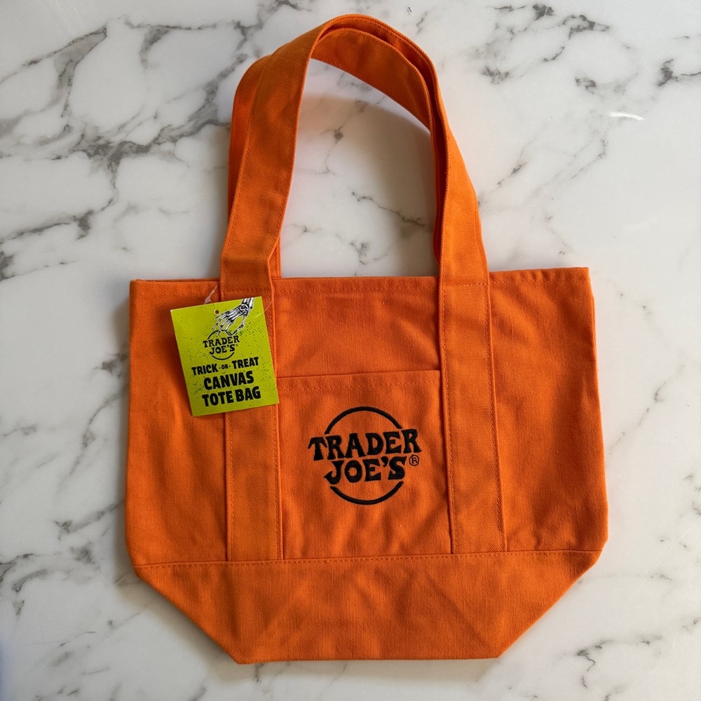 NWT Trader Joe’s Trick-or-Treat Mini Canvas Tote Bag - Orange and Black